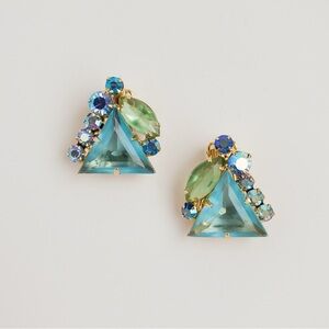 Juliana DeLizza & Elster Clip-on Earrings Aqua Stones Peridot & AB Rhinestones